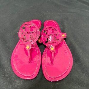 Tory Burch Hot Pink / Fuschia Patent Leather Miller Sandal - Size 8